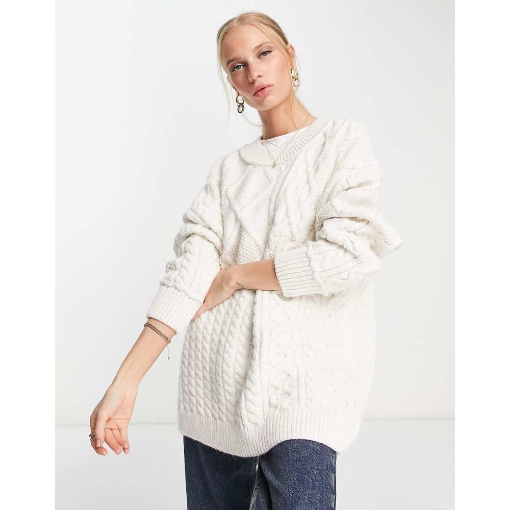 Free People Cream Cable Knit Sweater